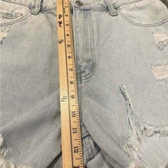 VERVET destroyed light wash high waisted shorts - Picture 8 of 11